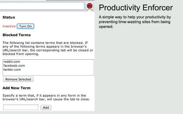 Productivity Enforcer from Chrome web store to be run with OffiDocs Chromium online Productivity Enforcer from Chrome web store to be run with OffiDocs Chromium online